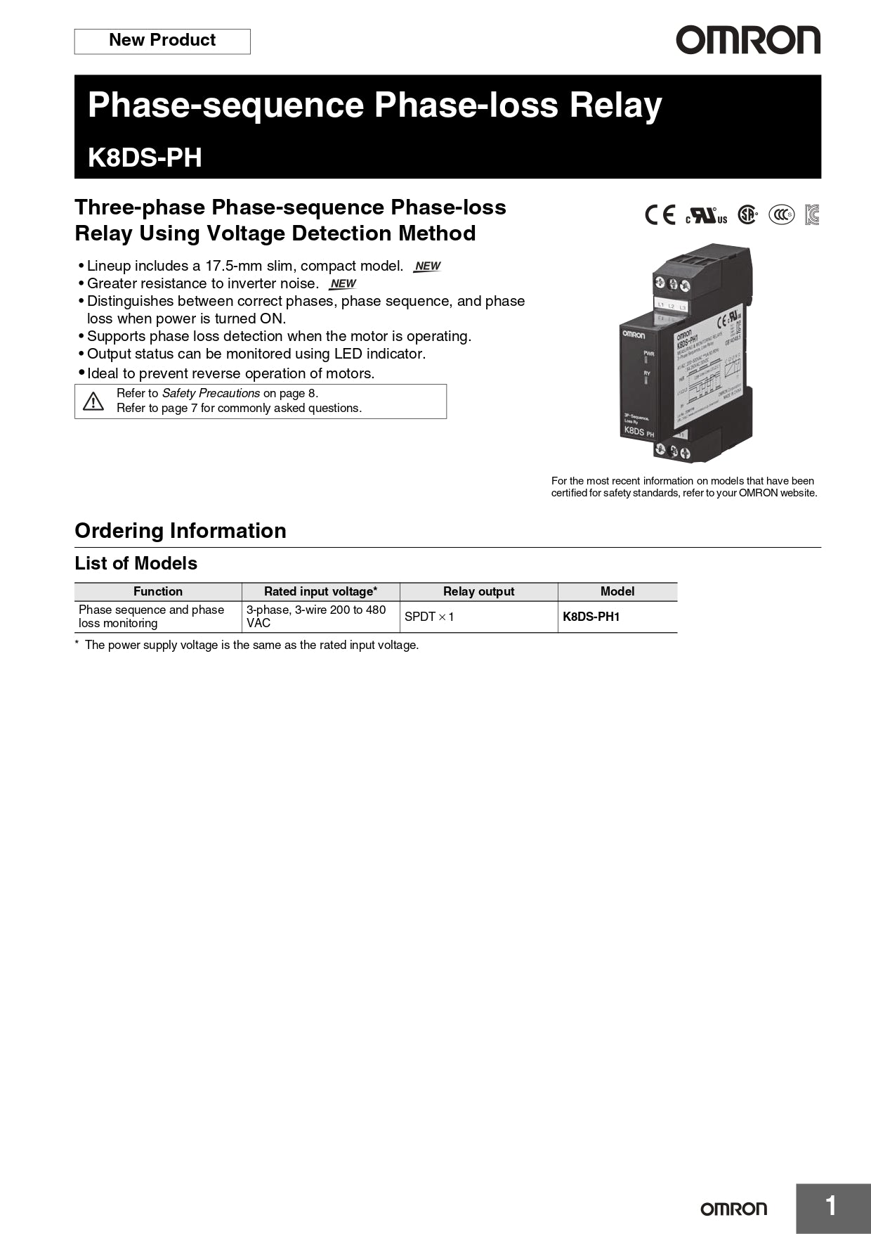 Relé de fases Omron K8DS-PH1