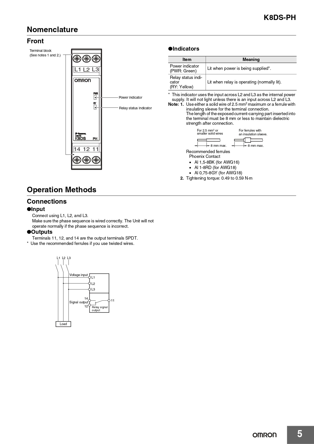 Relé de fases Omron K8DS-PH1