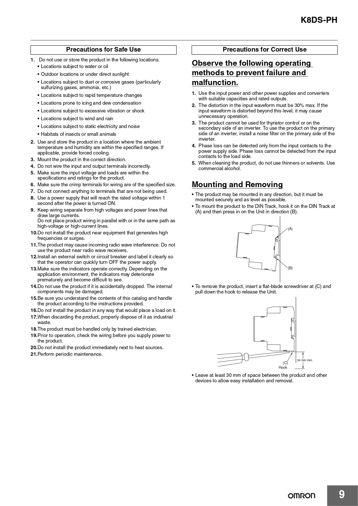 Relé de fases Omron K8DS-PH1