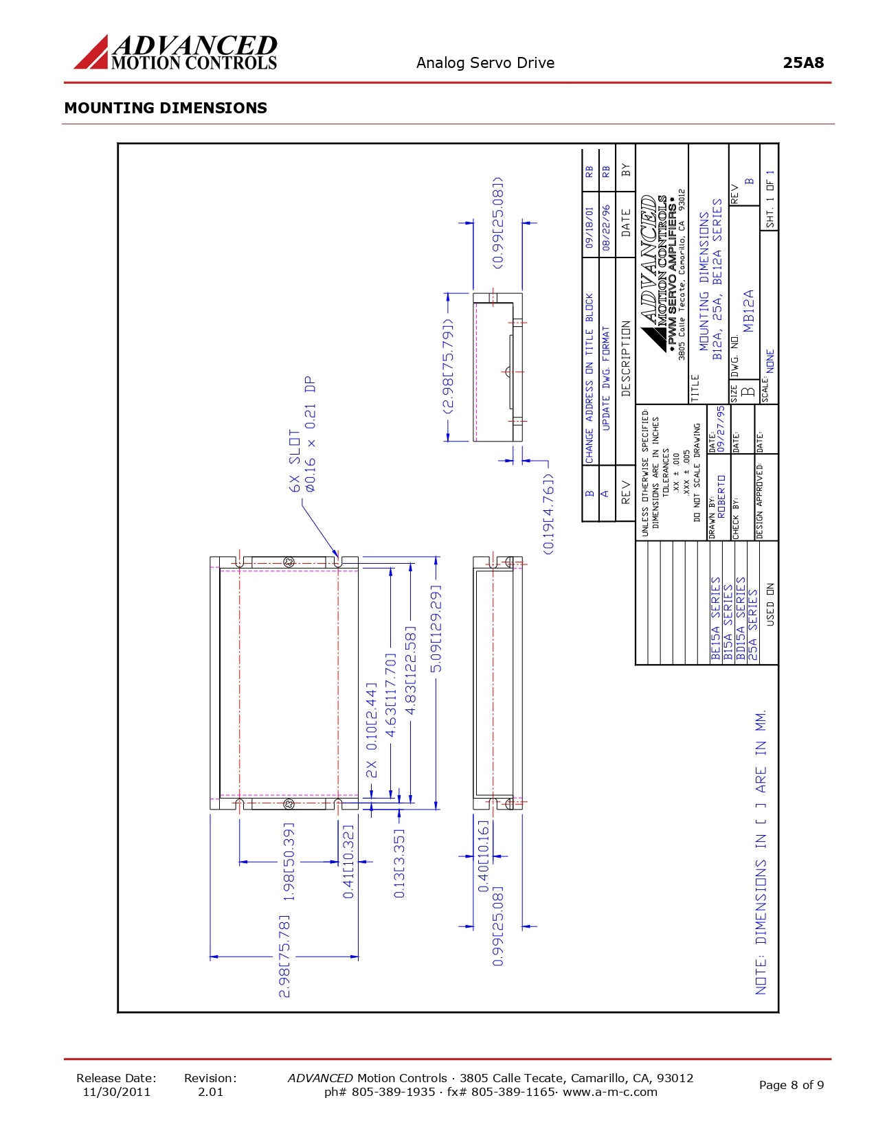 PWM servo amplificador analógico  Advanved Motions 25A8