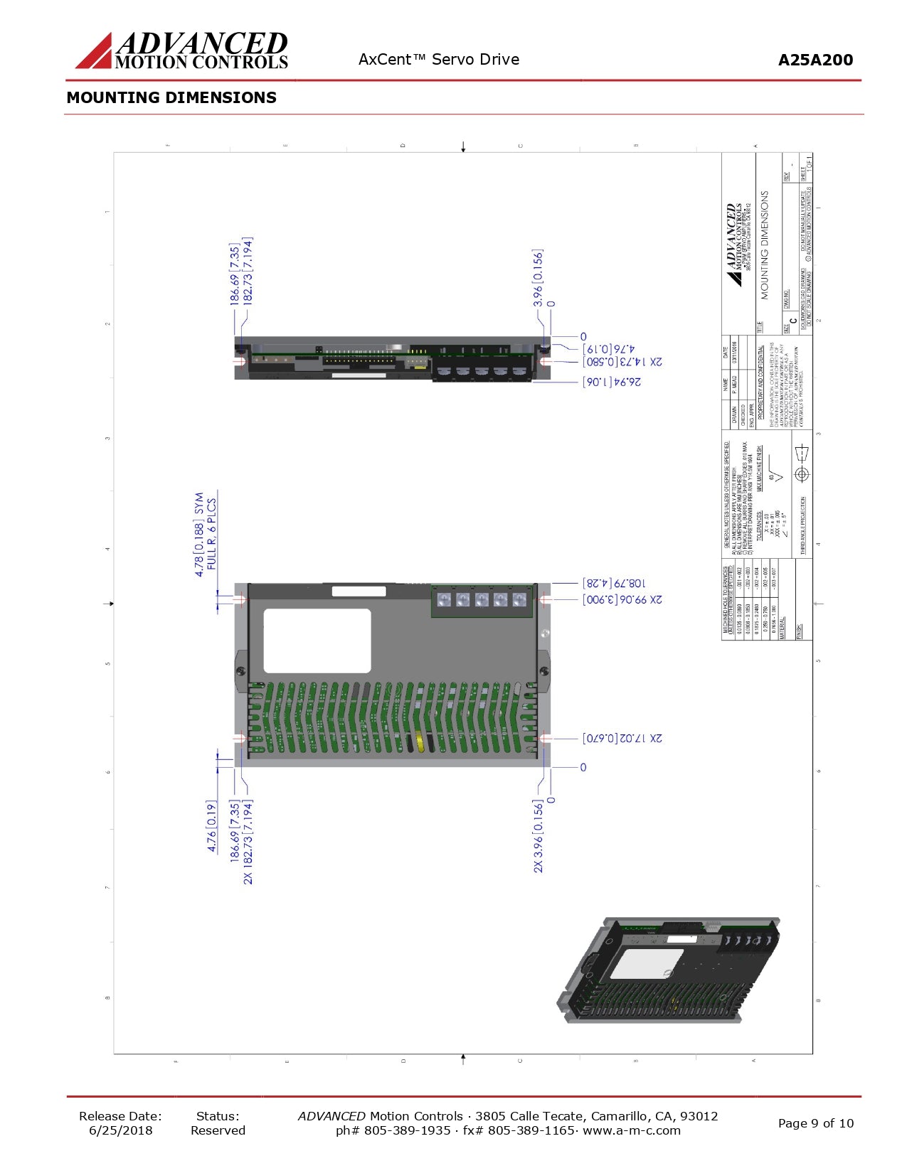 PWM servo amplificador analógico  Advanved Motions 25A20